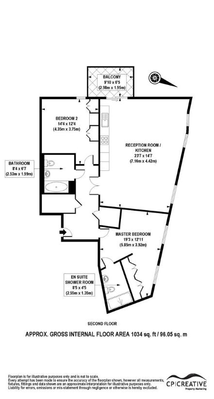 2 bedroom flat for sale - floorplan