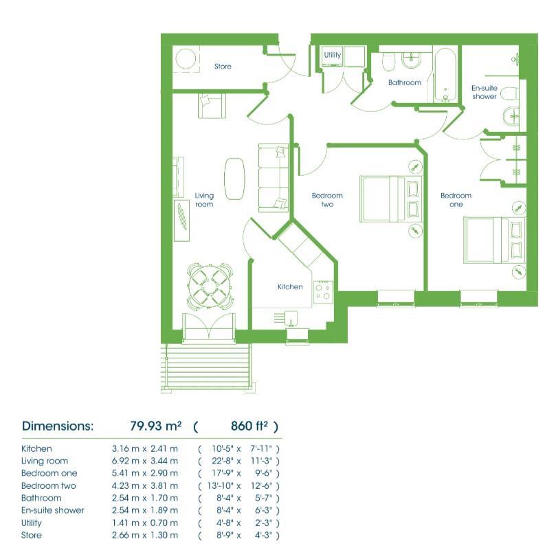 2 bedroom property for sale - floorplan