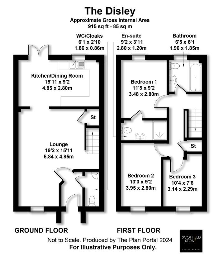 3 bedroom semi-detached house for sale - floorplan