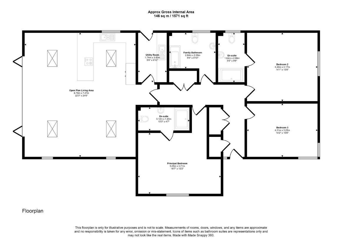 3 bedroom bungalow for sale - floorplan