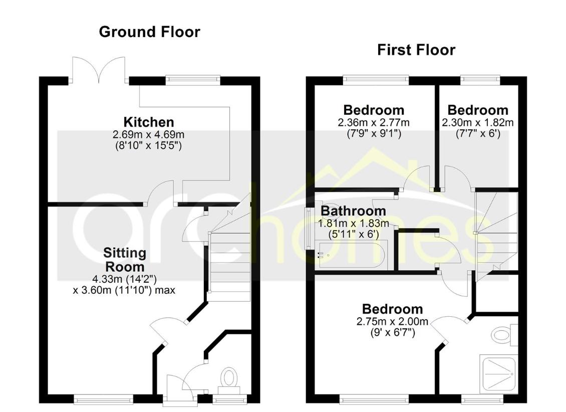 3 bedroom semi-detached house for sale - floorplan