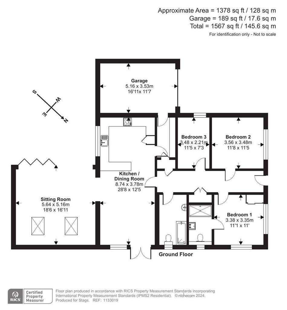 3 bedroom bungalow for sale - floorplan