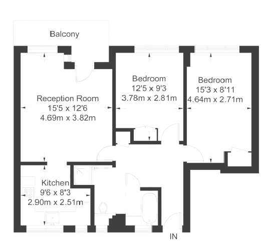 2 bedroom flat to rent - floorplan