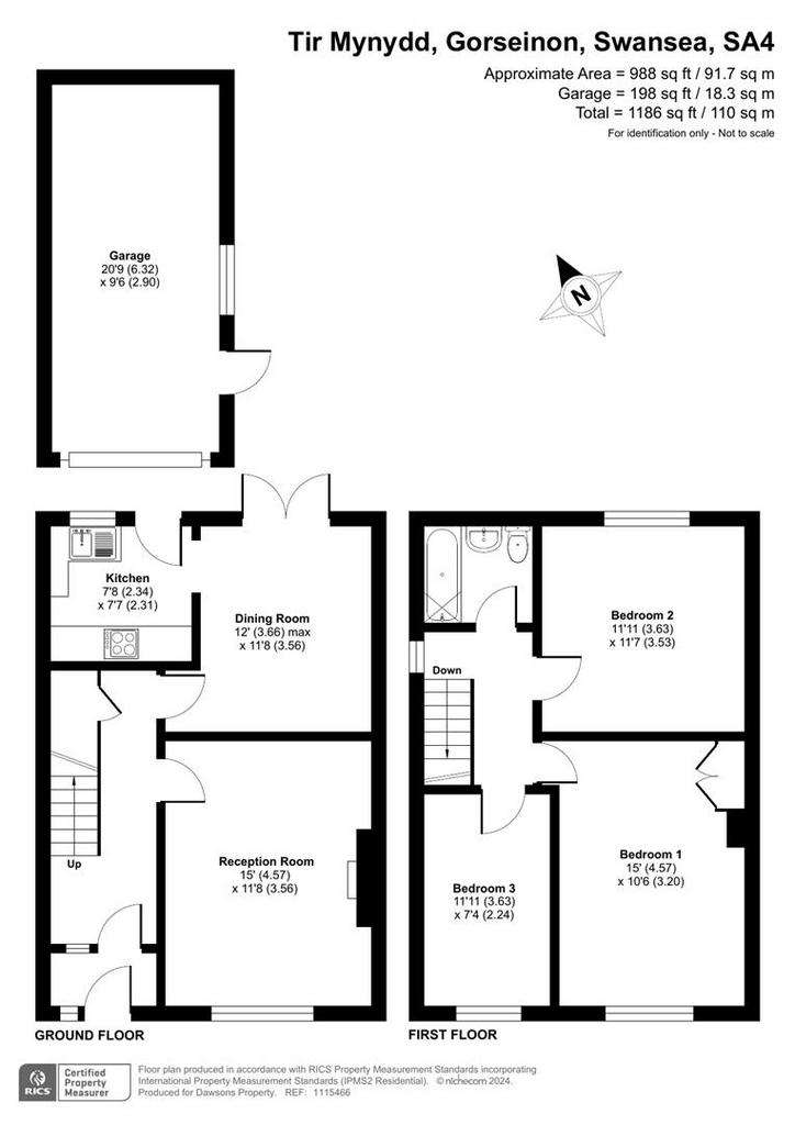 3 bedroom semi-detached house for sale - floorplan