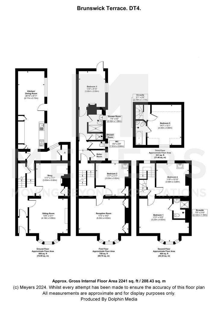 5 bedroom terraced house for sale - floorplan