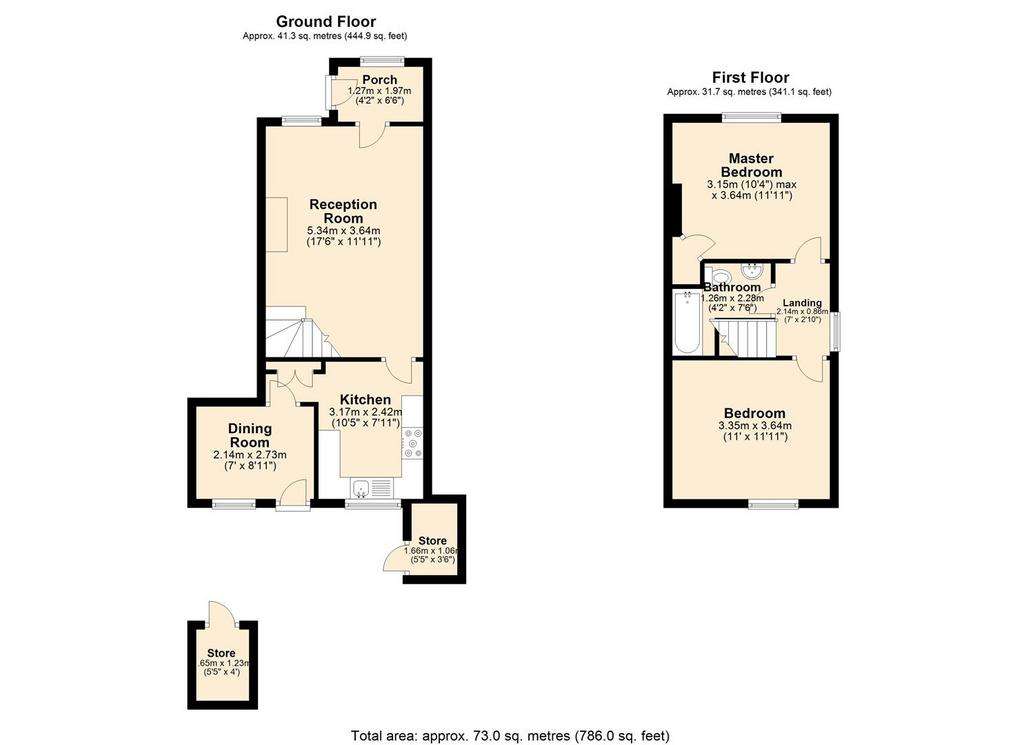 2 bedroom semi-detached house for sale - floorplan