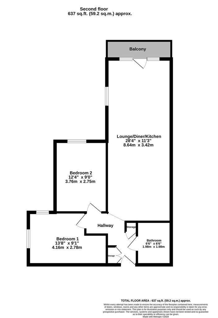 2 bedroom flat for sale - floorplan