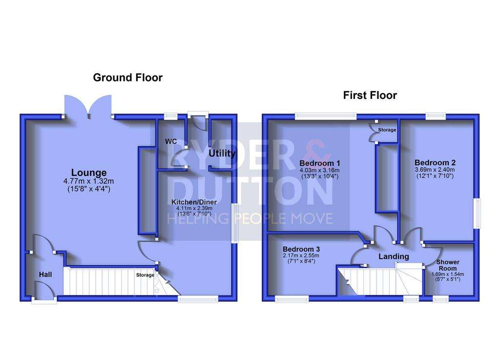 3 bedroom end of terrace house for sale - floorplan