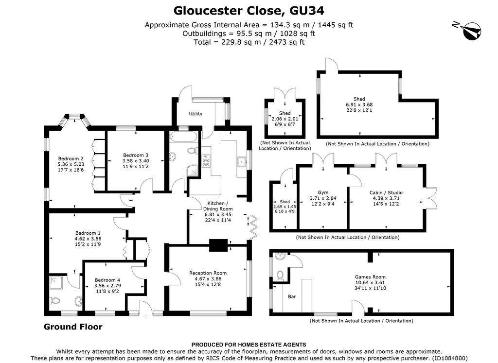 4 bedroom bungalow for sale - floorplan