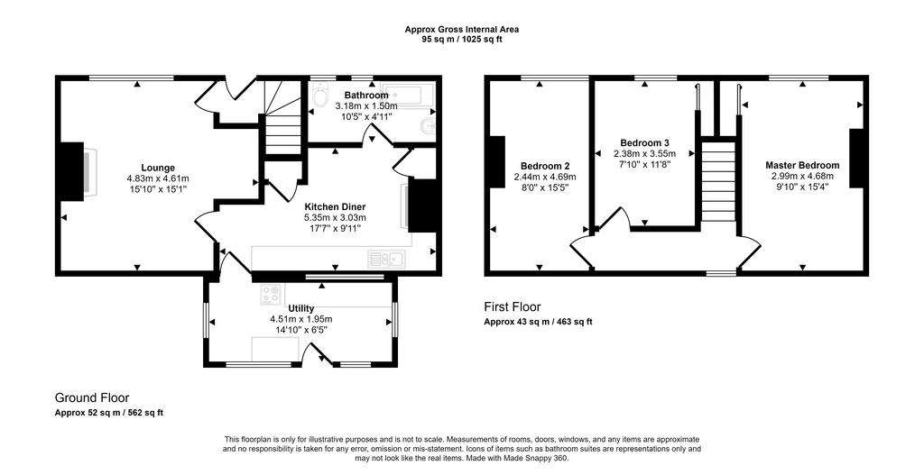 3 bedroom terraced house for sale - floorplan