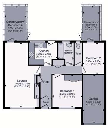 3 bedroom bungalow for sale - floorplan