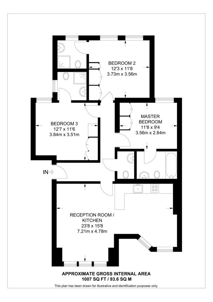 3 bedroom flat to rent - floorplan