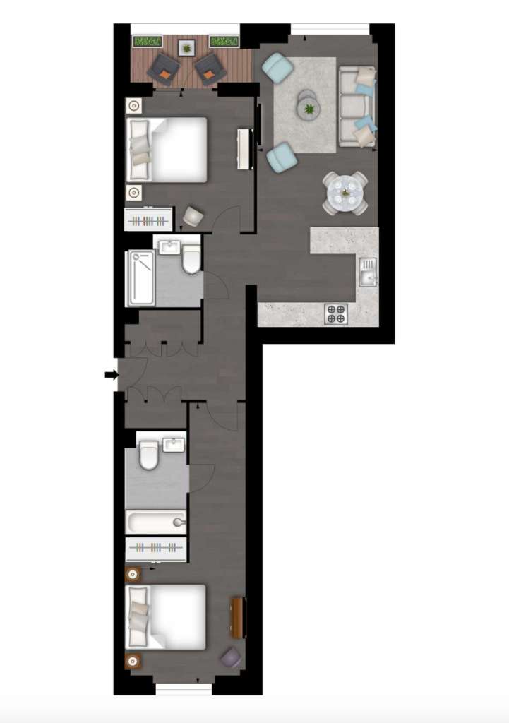 2 bedroom flat to rent - floorplan