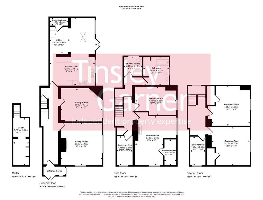 6 bedroom semi-detached house for sale - floorplan