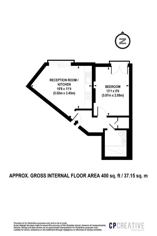 1 bedroom flat for sale - floorplan