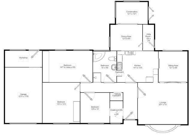 3 bedroom detached bungalow for sale - floorplan