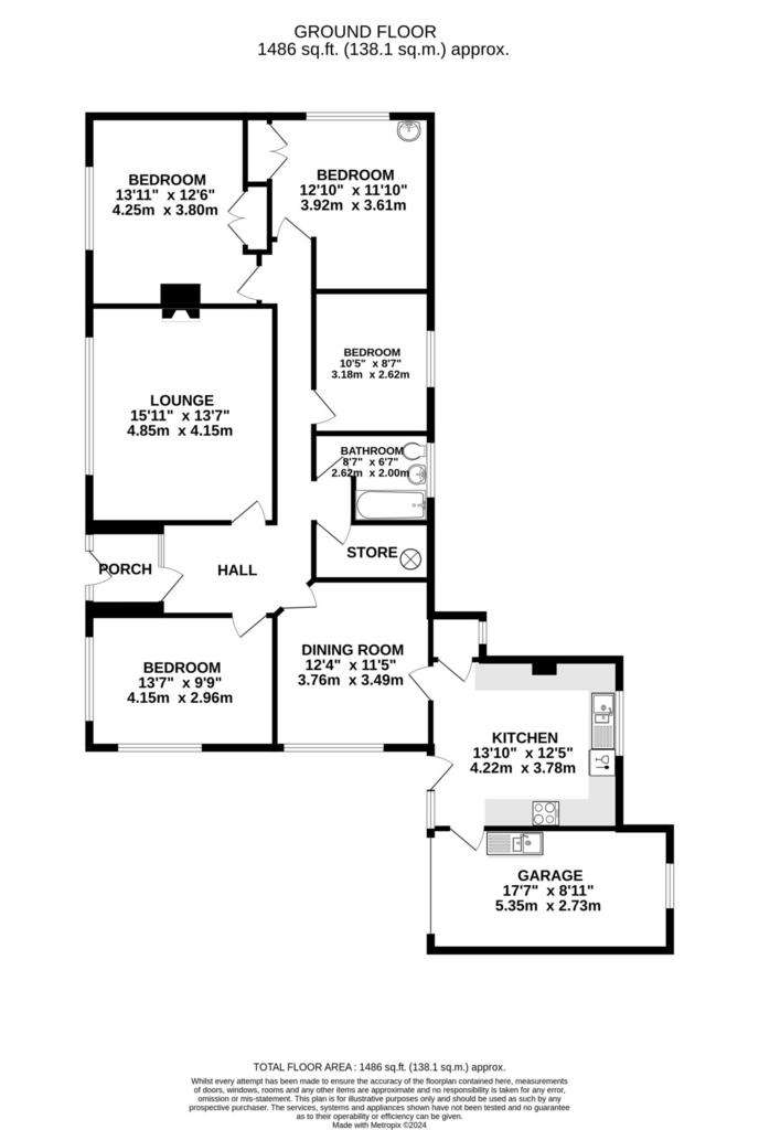 4 bedroom detached bungalow to rent - floorplan