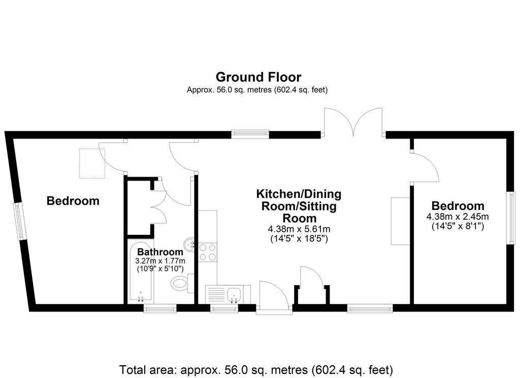 2 bedroom bungalow for sale - floorplan