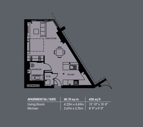 Studio flat to rent - floorplan