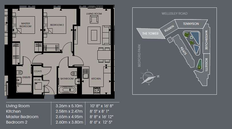 2 bedroom flat to rent - floorplan