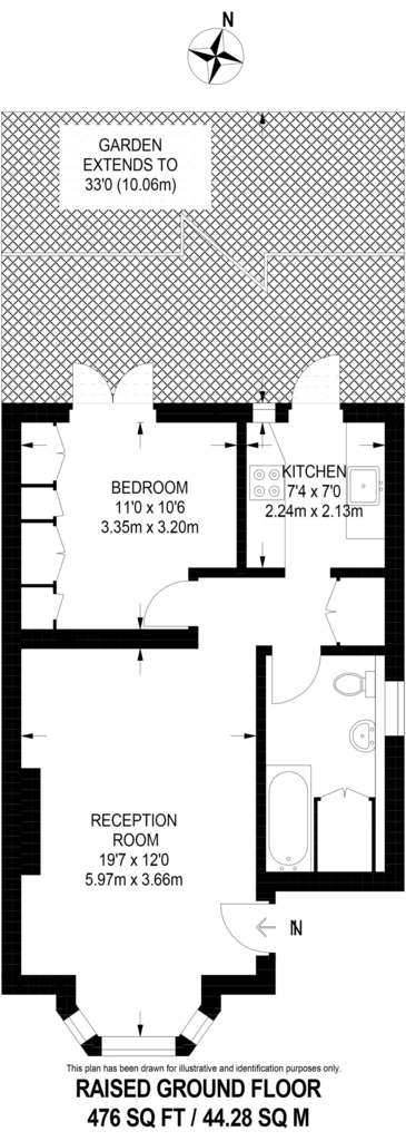 1 bedroom flat to rent - floorplan