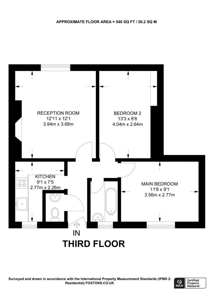 2 bedroom flat to rent - floorplan