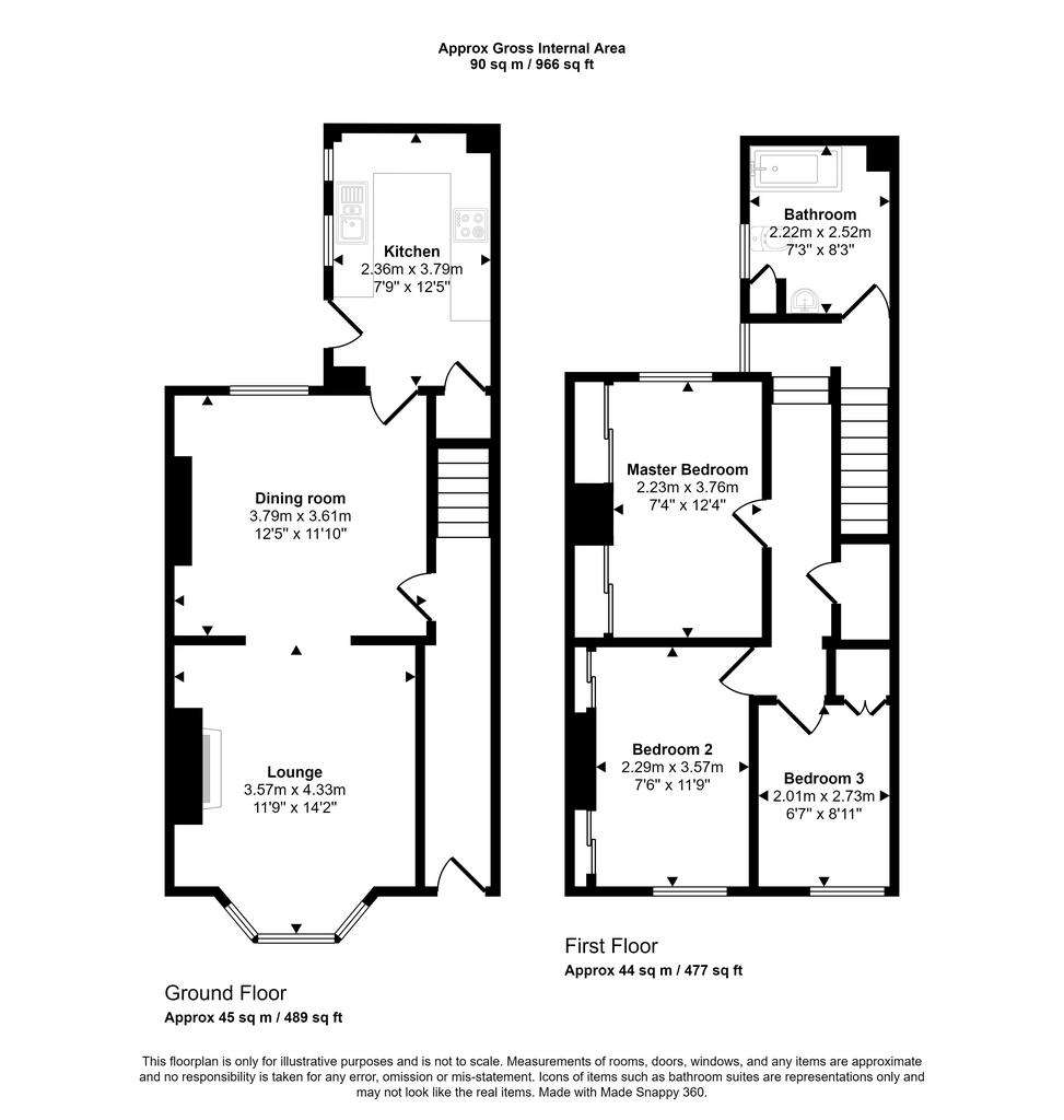 3 bedroom terraced house for sale - floorplan