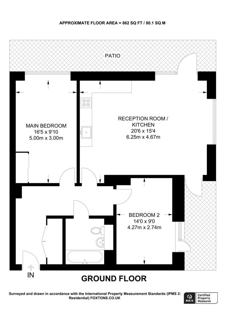 2 bedroom flat to rent - floorplan