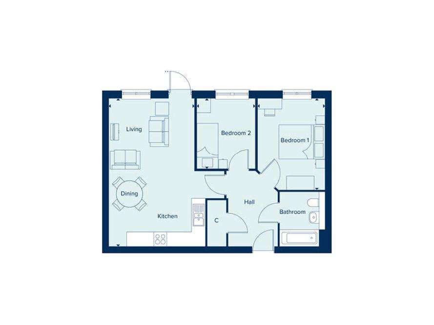 2 bedroom flat for sale - floorplan