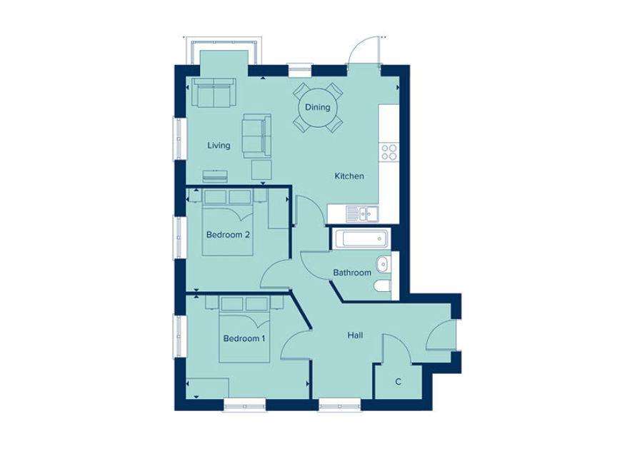 2 bedroom flat for sale - floorplan