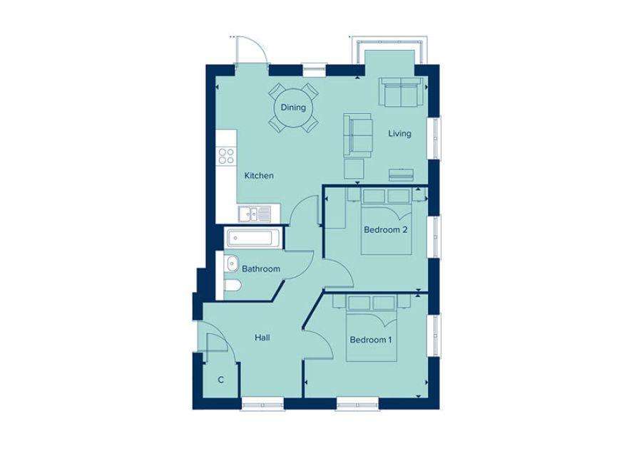 2 bedroom flat for sale - floorplan