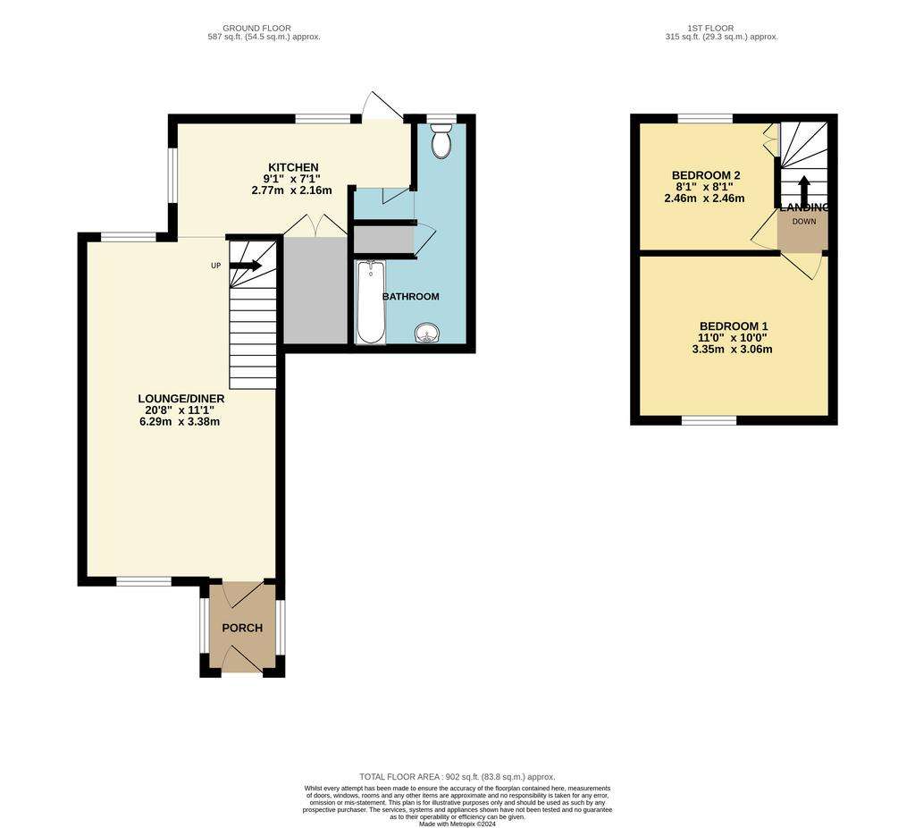 2 bedroom terraced house for sale - floorplan