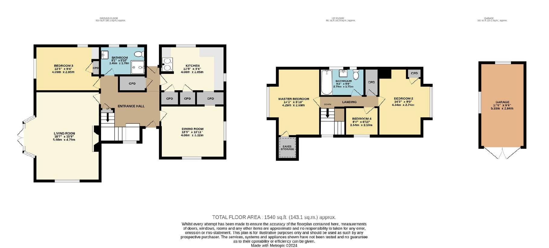 4 bedroom bungalow for sale - floorplan