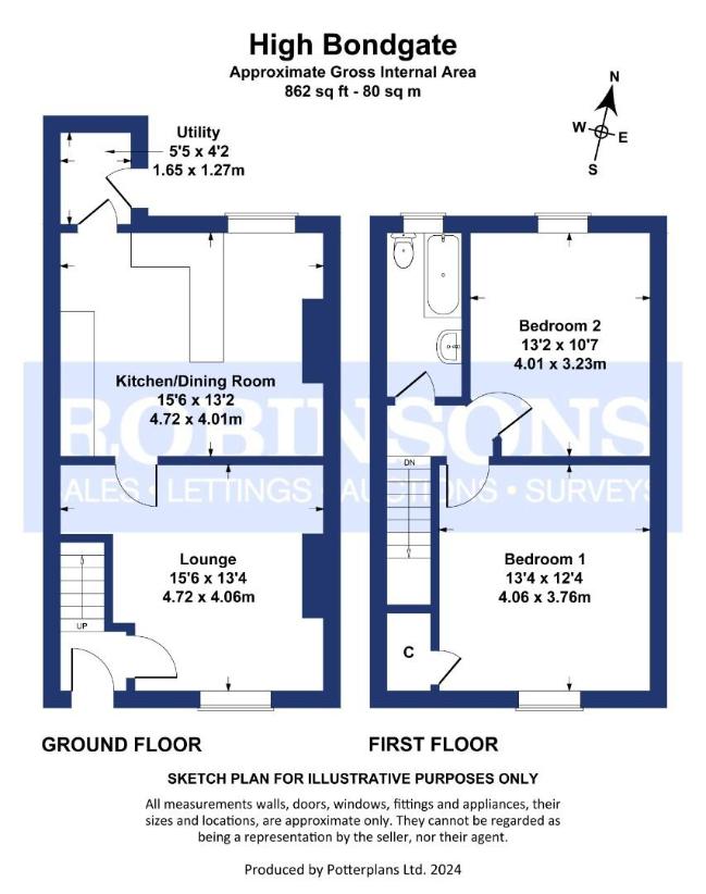 2 bedroom terraced house for sale - floorplan