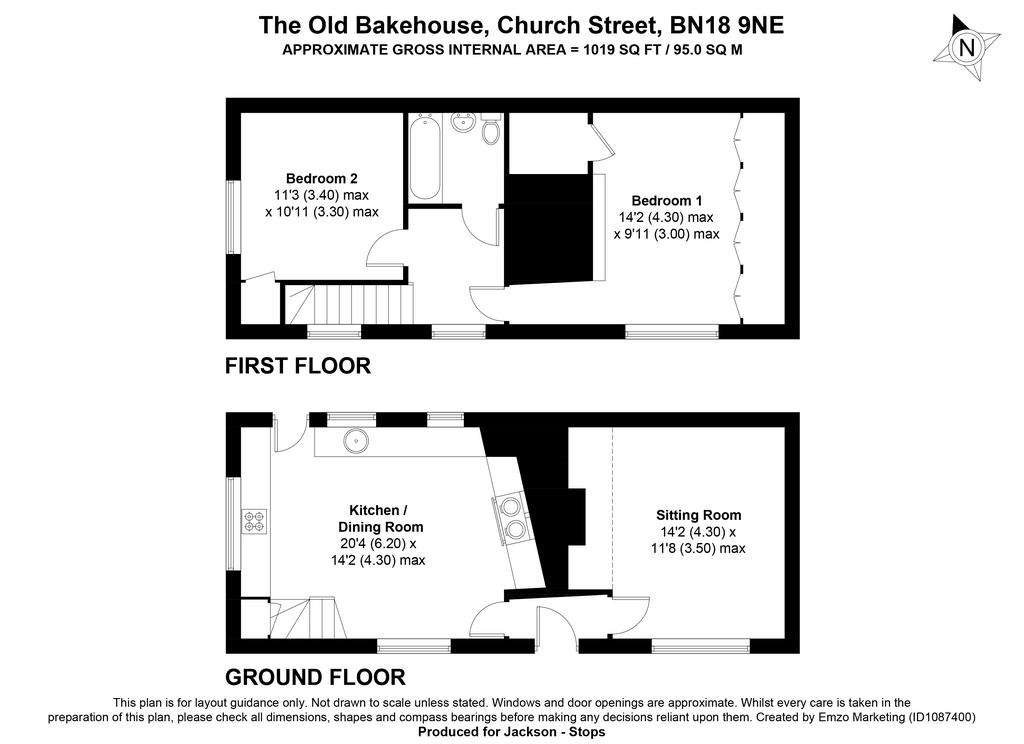 2 bedroom semi-detached house for sale - floorplan