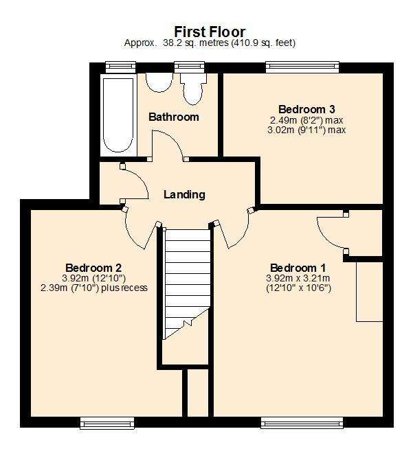 3 bedroom terraced house for sale - floorplan