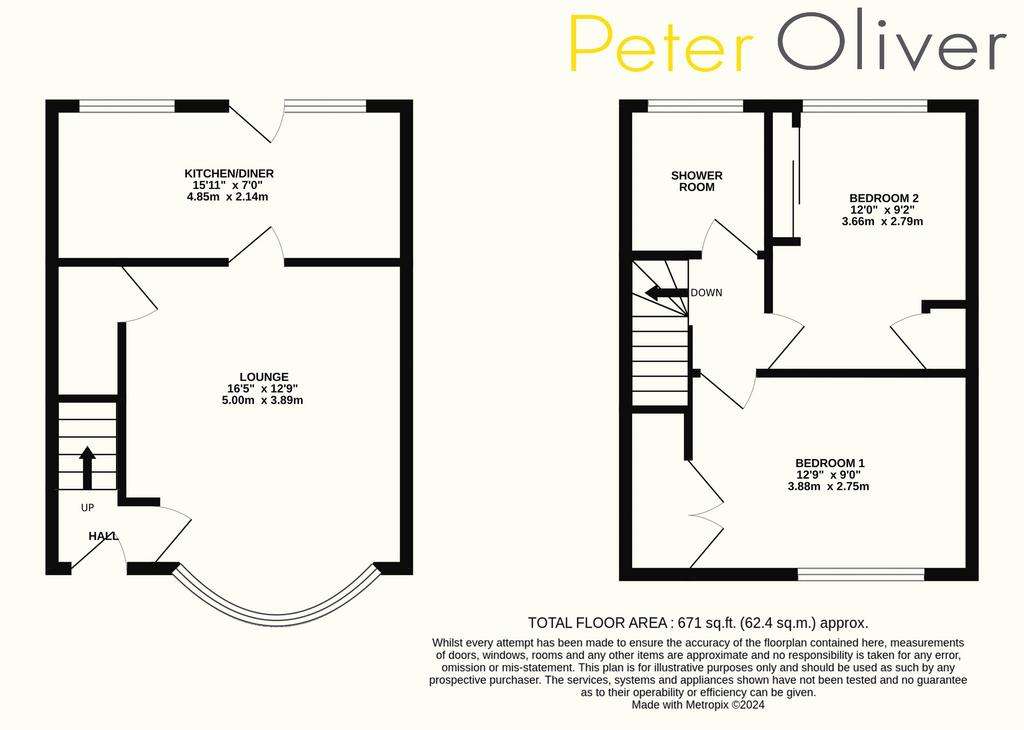 2 bedroom terraced house for sale - floorplan