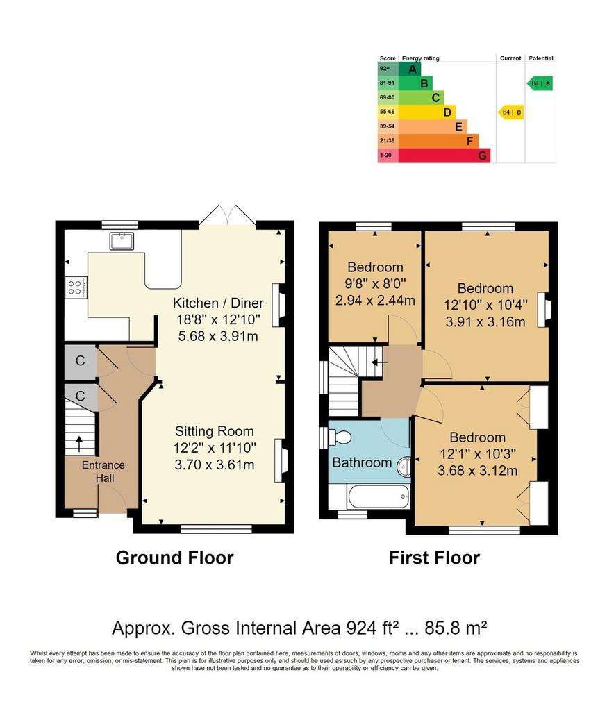 3 bedroom semi-detached house for sale - floorplan