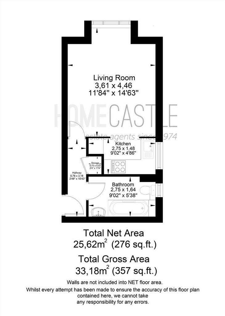 Studio flat for sale - floorplan