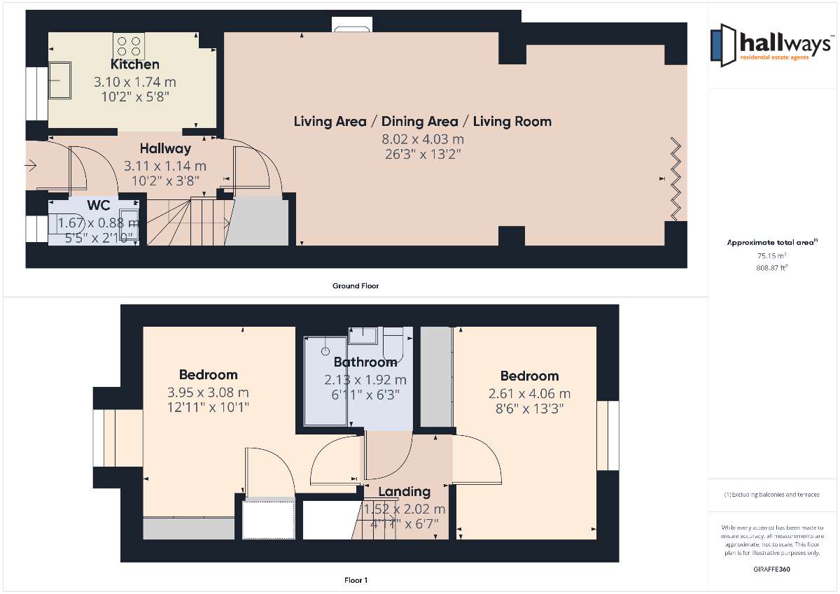 2 bedroom terraced house for sale - floorplan