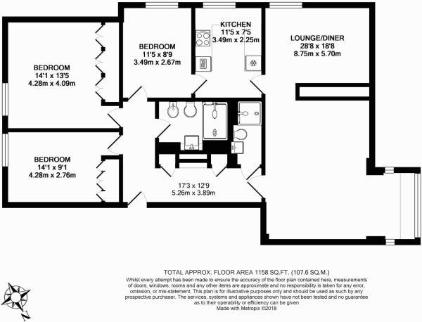 3 bedroom flat for sale - floorplan