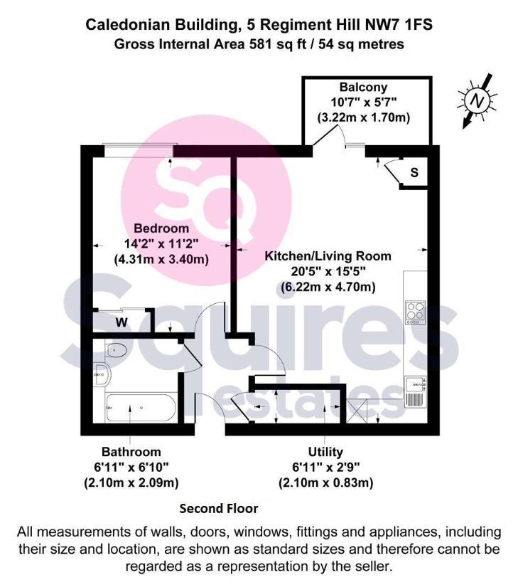 1 bedroom flat for sale - floorplan