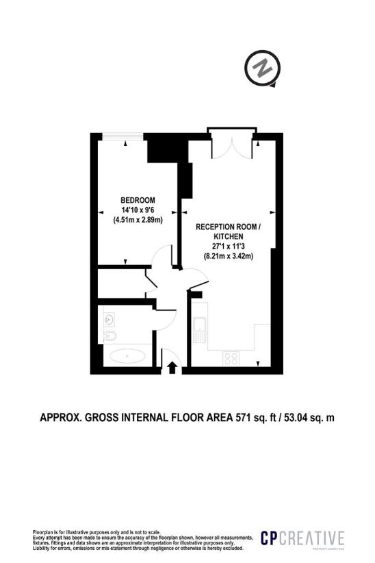 1 bedroom flat for sale - floorplan