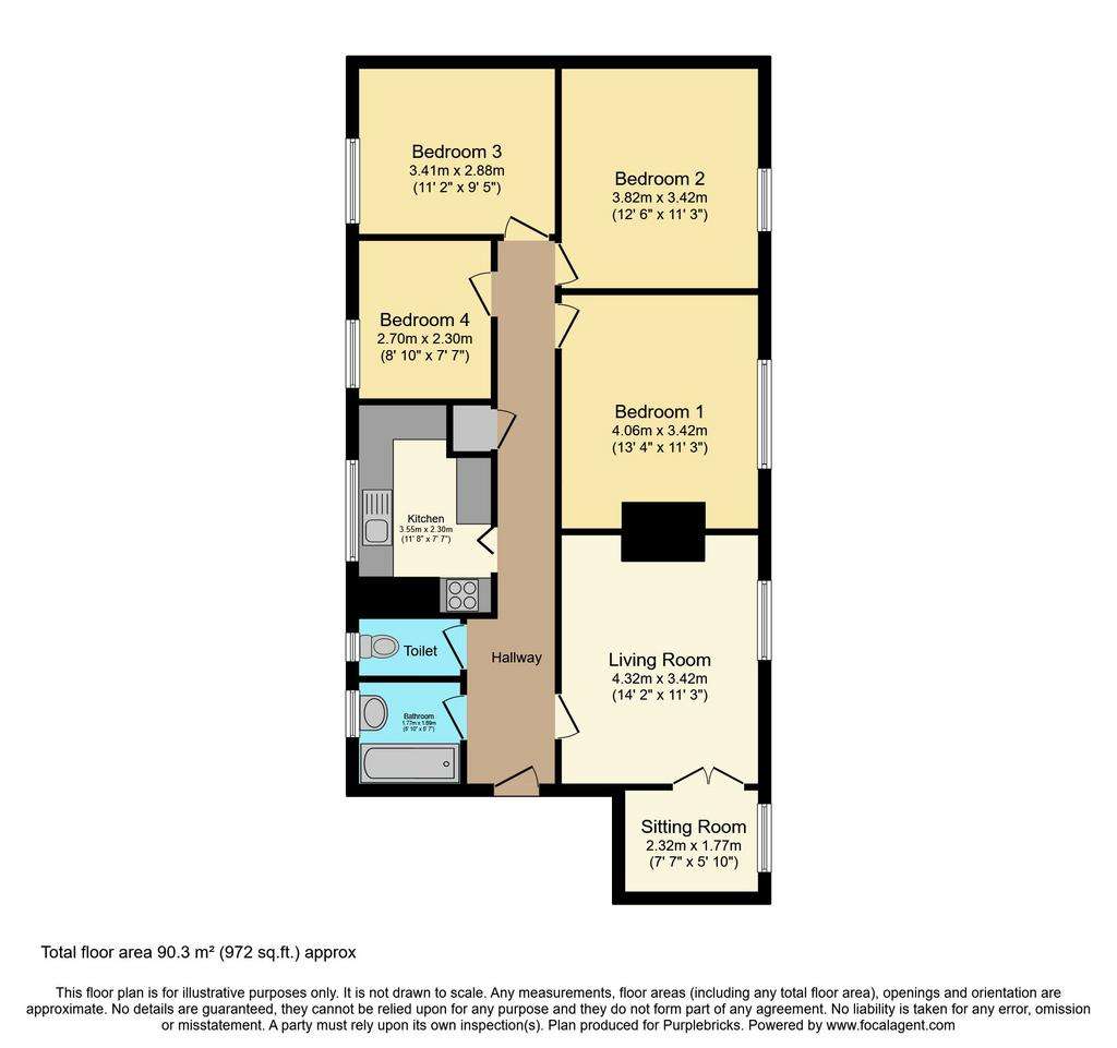 4 bedroom flat for sale - floorplan