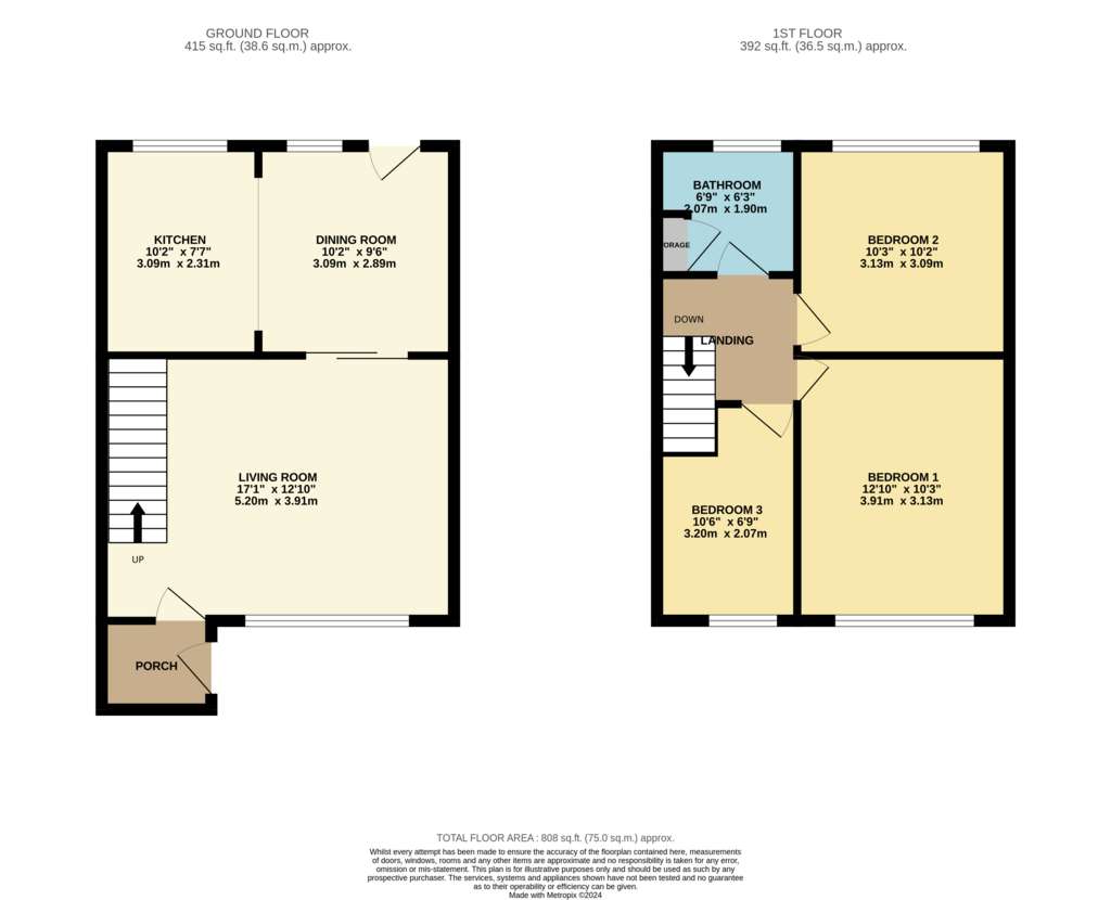 3 bedroom terraced house for sale - floorplan