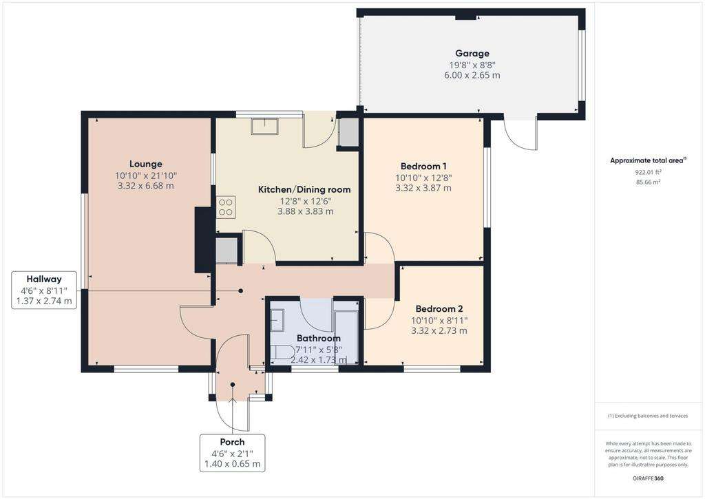 2 bedroom bungalow for sale - floorplan