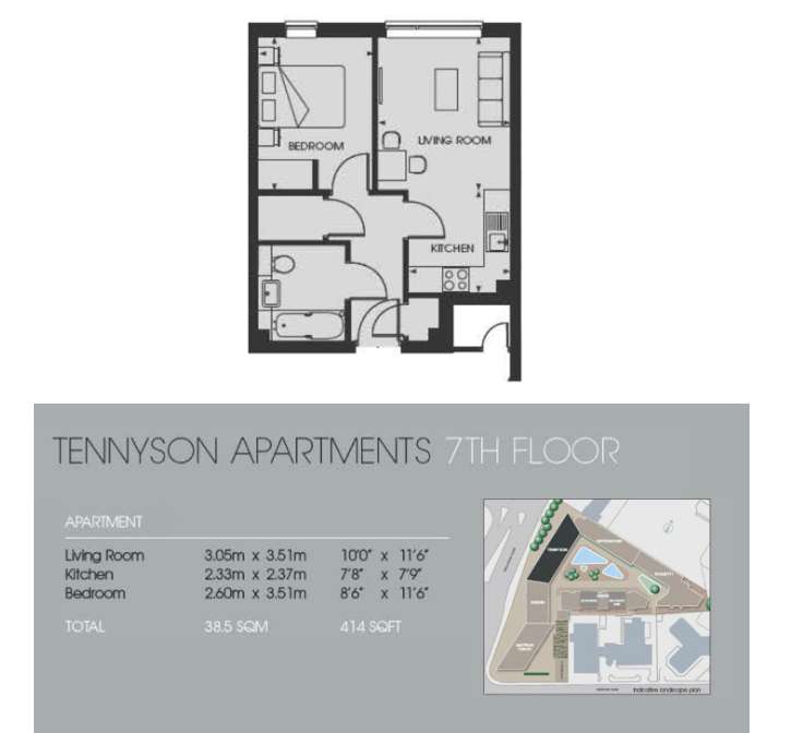 1 bedroom flat to rent - floorplan