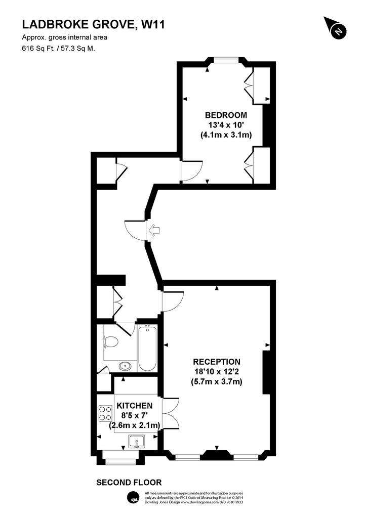 1 bedroom flat to rent - floorplan