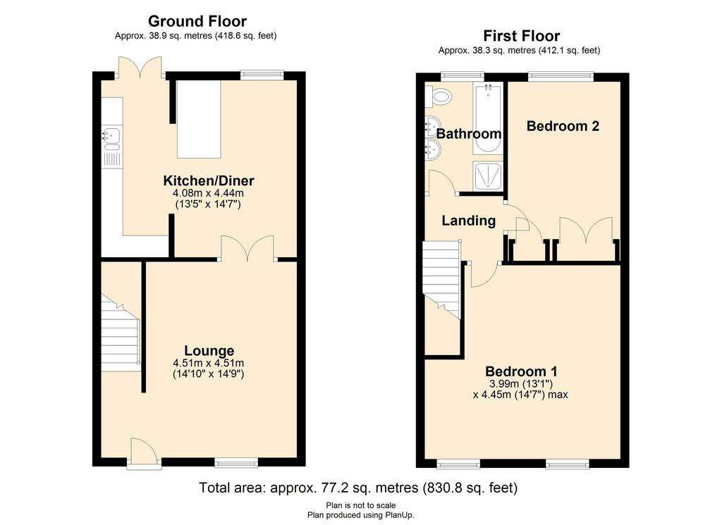 2 bedroom terraced house for sale - floorplan