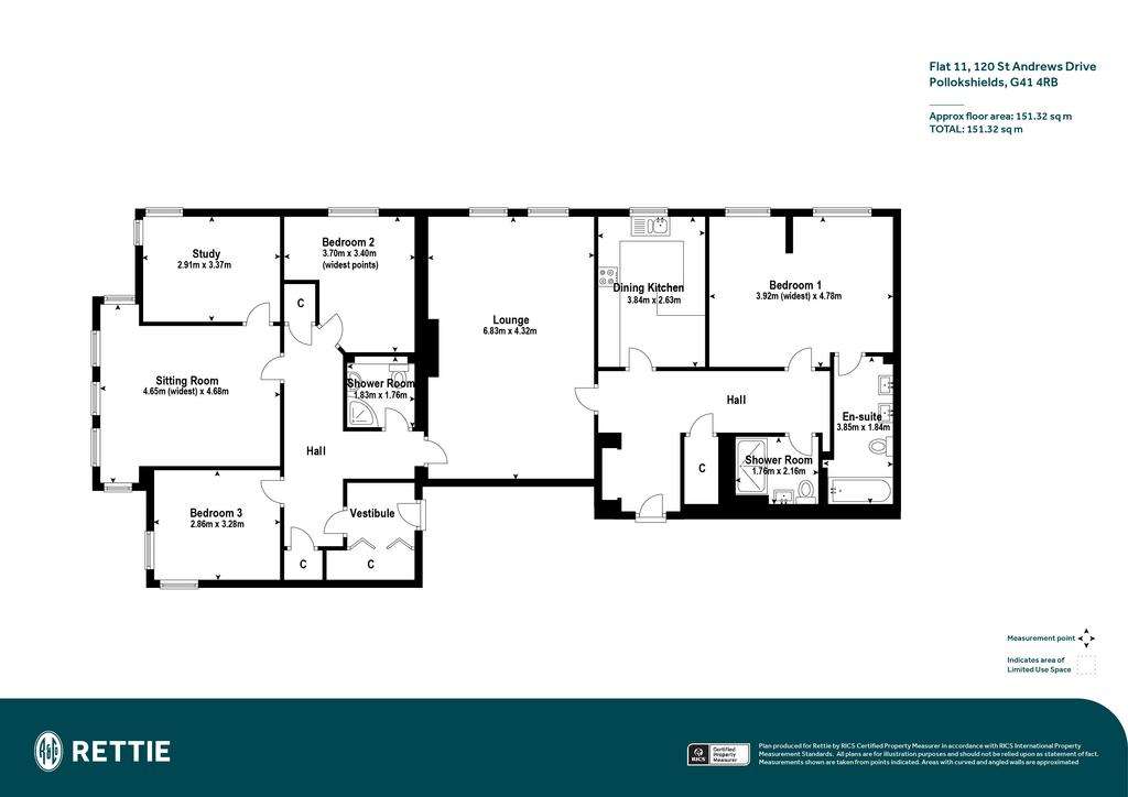 3 bedroom flat for sale - floorplan